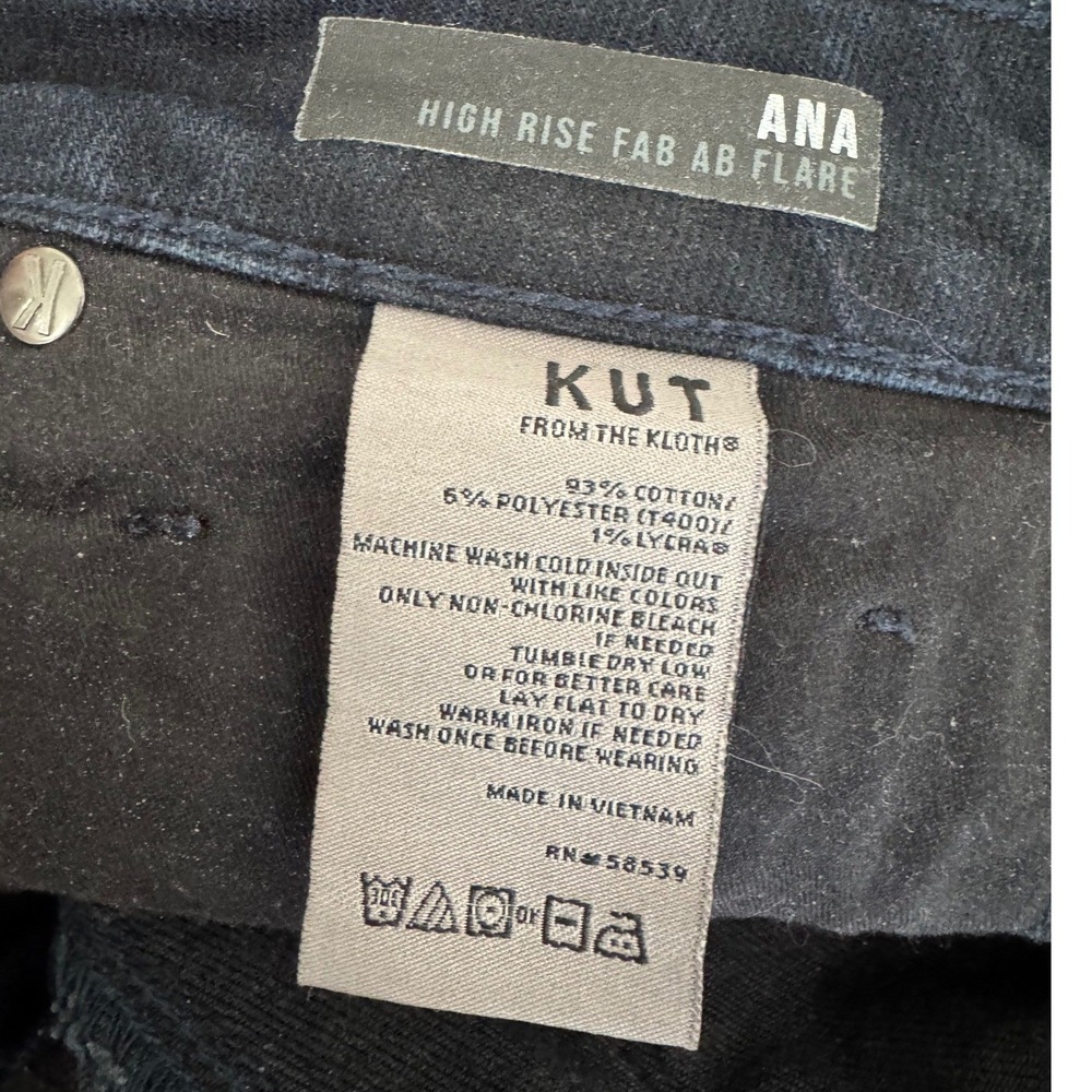 Kut From The Kloth Ana High Rise Fab Ab Flare Jeans Ambitious Dark Indigo Size 2 - Picture 5 of 14